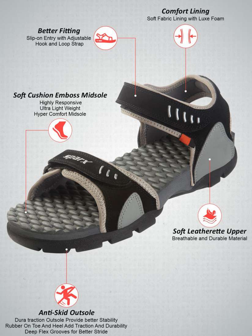 Buy Sparx Men Black Grey SS 103 Sports Sandals Sports Sandals for Men 11883388 Myntra