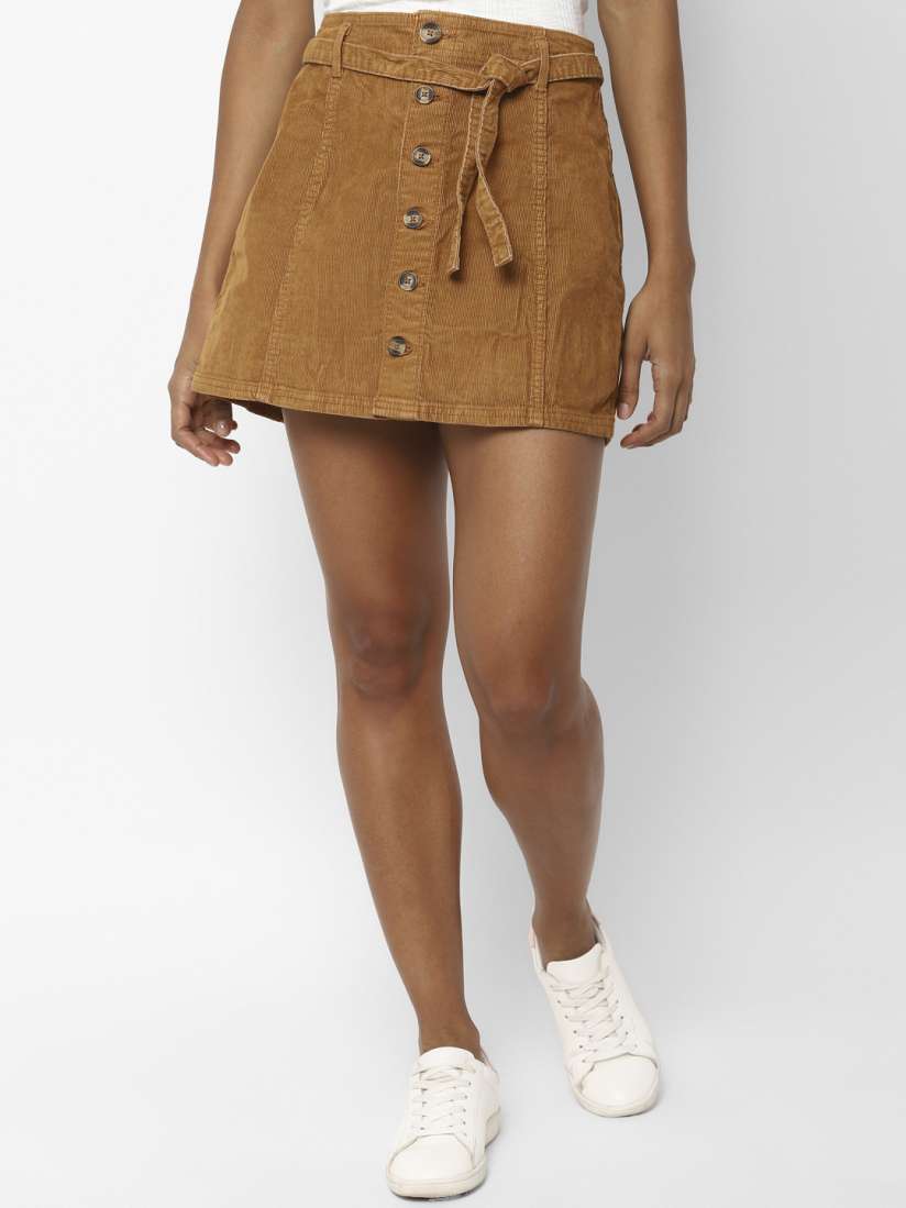 Buy AMERICAN EAGLE OUTFITTERS Women Tan Brown Solid A Line Mini Corduroy Skirt Skirts for Women 11885352 Myntra