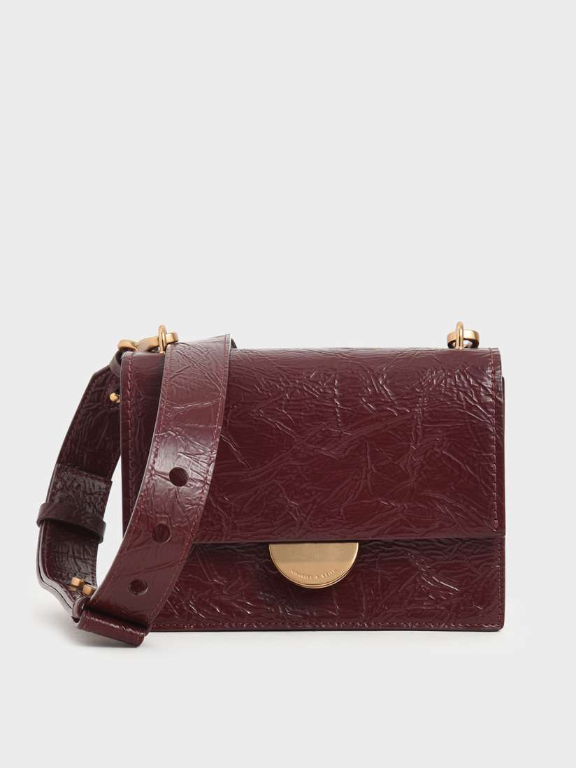 Buy CHARLES KEITH Burgundy Textured Sling Bag Handbags for Women 11886620 Myntra