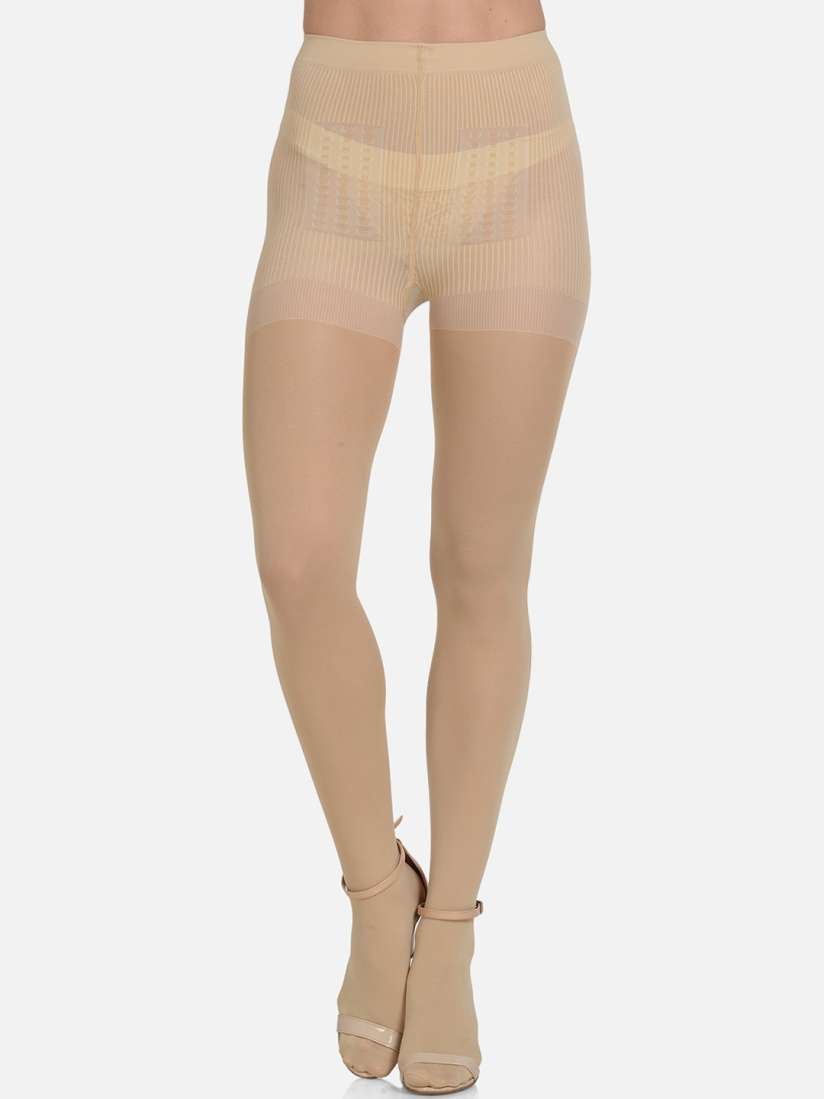 Buy mod shy Women Beige Solid Semi Sheer Thigh High Pantyhose Stockings Stockings for Women 11887358 Myntra
