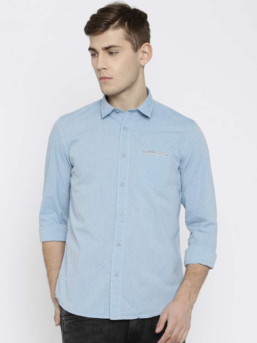 Buy Pepe Jeans Men Blue Tailored Fit Self Design Casual Shirt Shirts for Men 1188991 Myntra