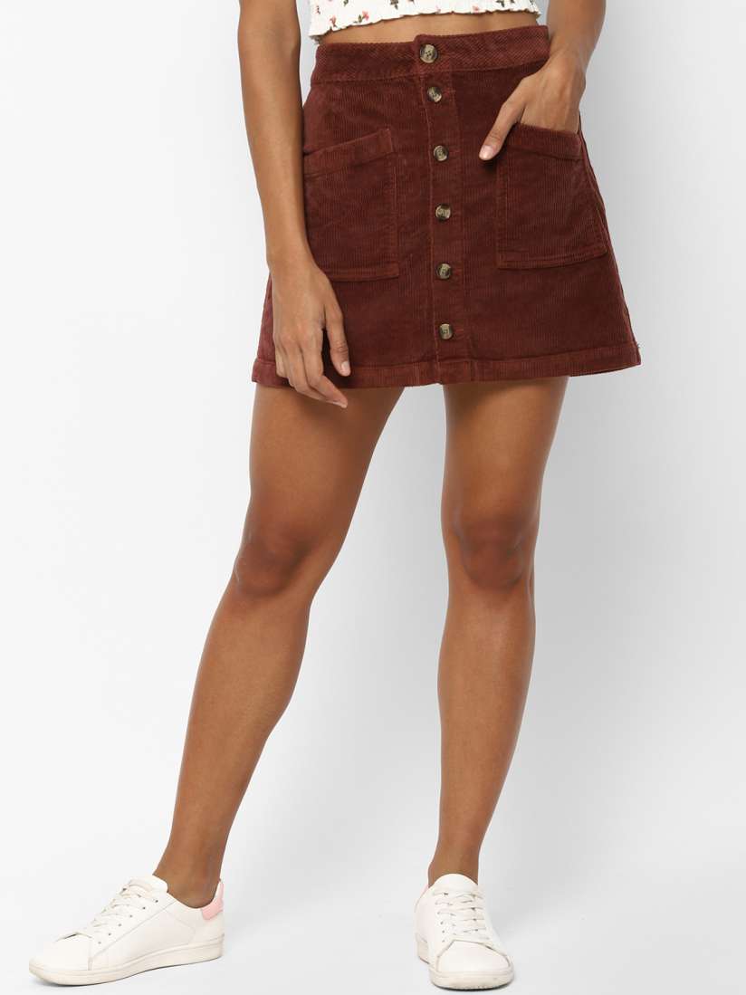 Buy AMERICAN EAGLE OUTFITTERS Brown Corduroy A Line Mini Skirt Skirts for Women 11894490 Myntra