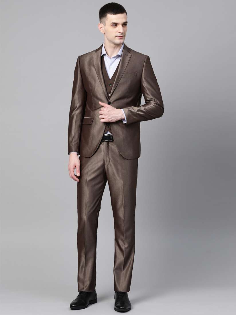 Buy Blackberrys Brown Solid Slim Fit Single Breasted Party Wear Suit Suits for Men 11901282 Myntra