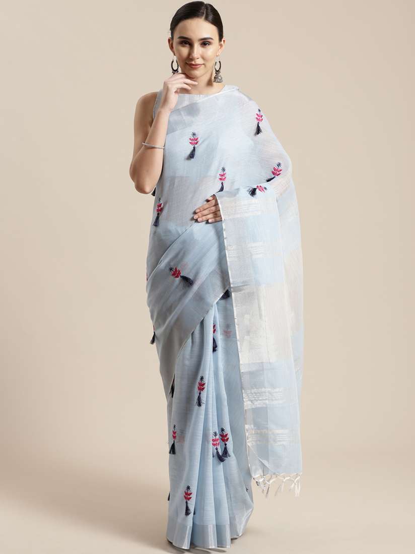 Buy Saree mall Blue Pink Embroidered Saree Sarees for Women 11902980 Myntra