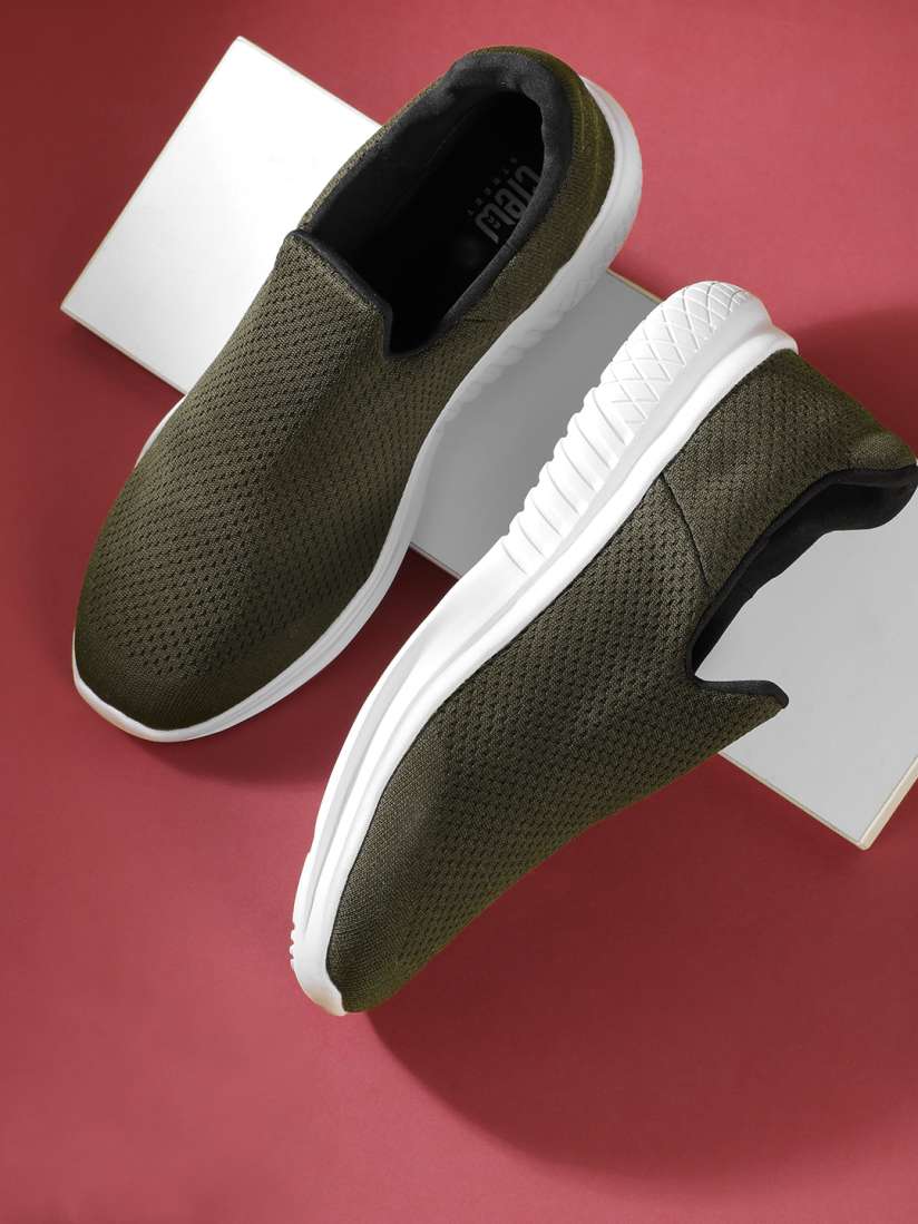 Buy Crew STREET Men Dark Olive Green Woven Design Walking Shoes Sports Shoes for Men 11906330 Myntra
