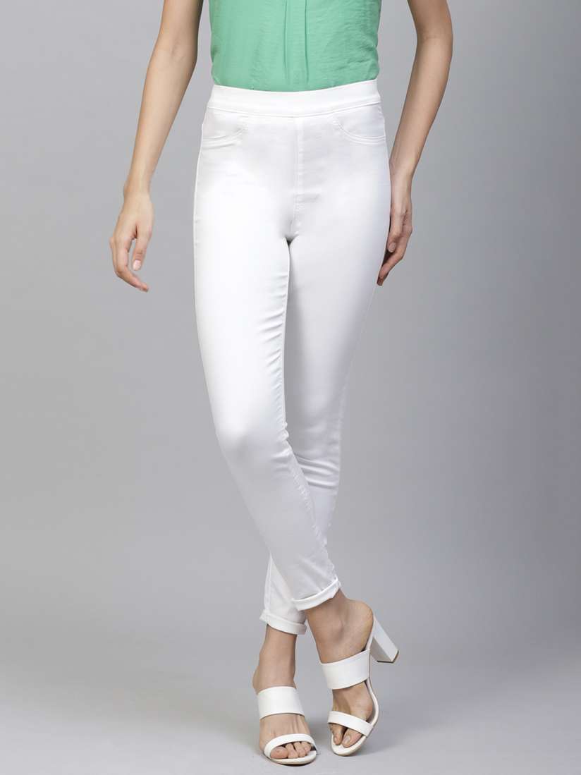 White jeggings myntra hot sale