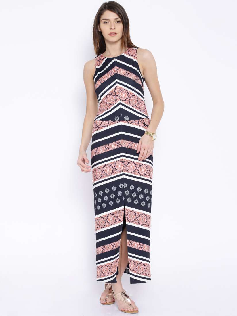 Navy and coral maxi dress sales