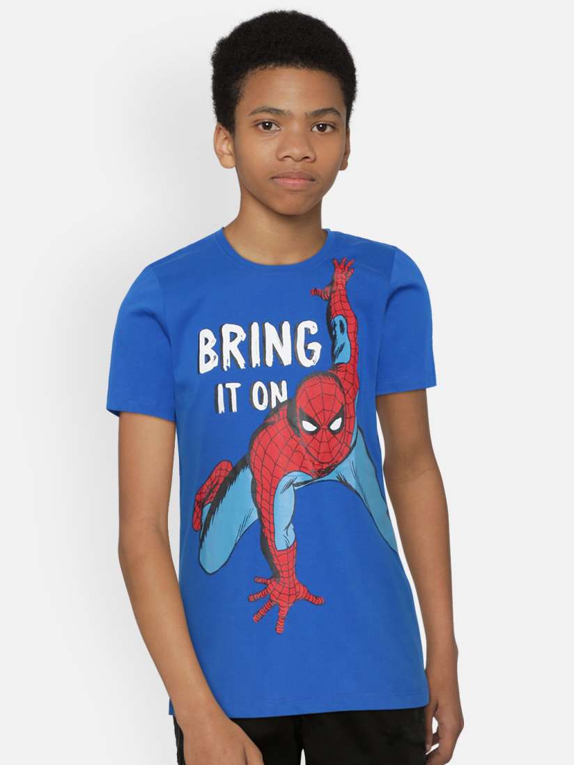 Buy YK Marvel Boys Blue Red Spiderman Print Round Neck T shirt Tshirts for Boys 11920852 Myntra