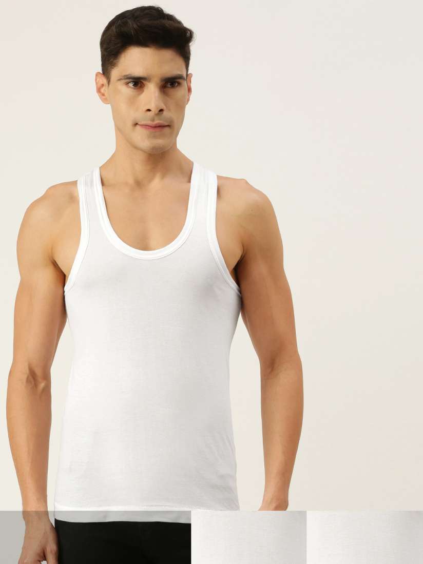 Buy DIXCY SCOTT Men Pack Of 3 White Basic Vests K1 PR6438BA Innerwear Vests for Men 11943780 Myntra