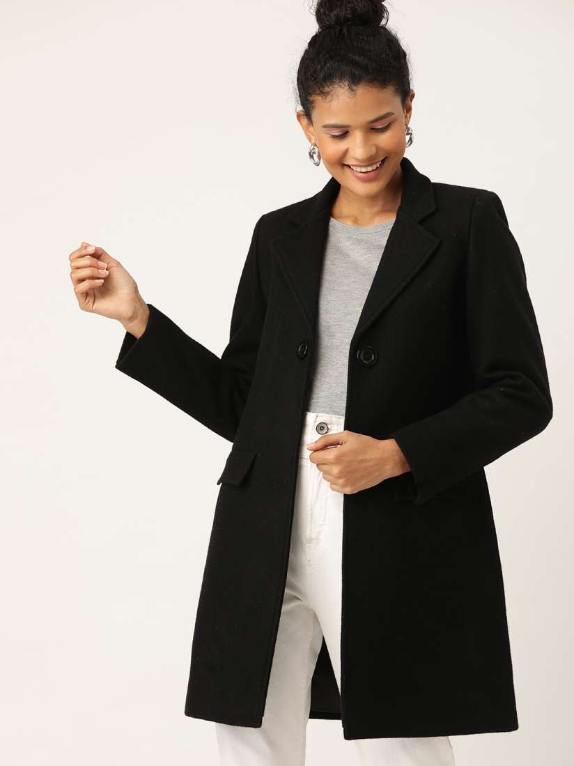 Buy DressBerry Women Black Single Breasted Solid Overcoat Coats for Women 11951112 Myntra