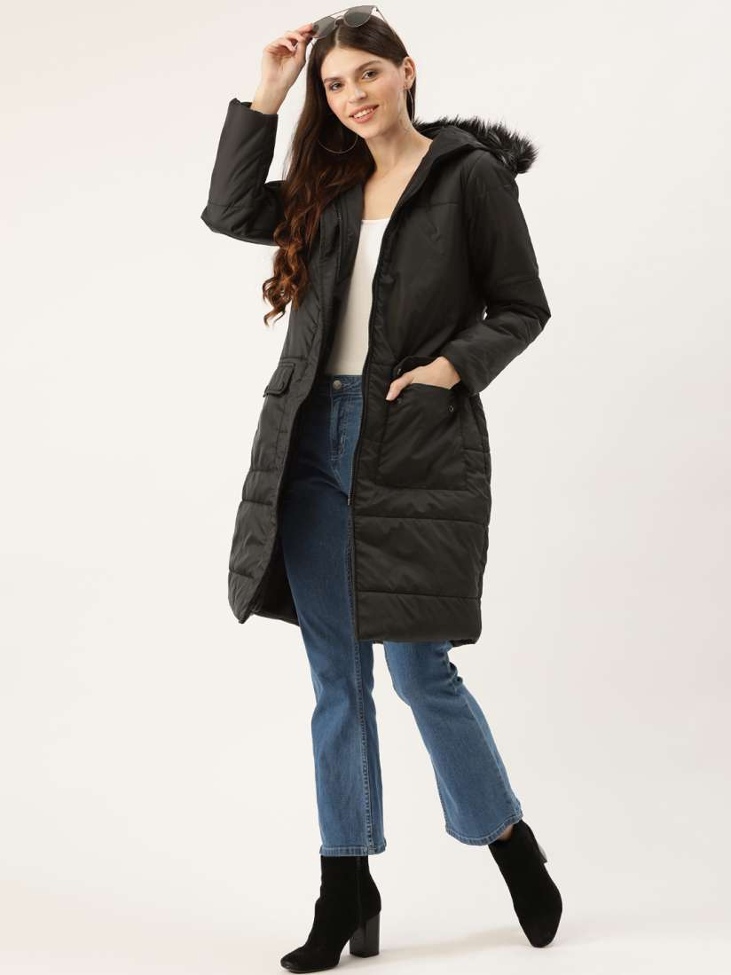 Long black parka coat womens cheap