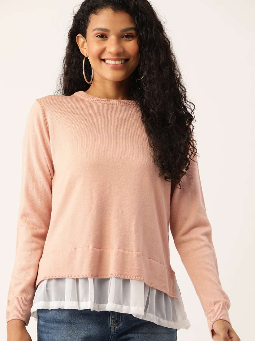 Buy DressBerry Women Pink Acrylic Solid Winter Top Tops for Women 11952152 Myntra