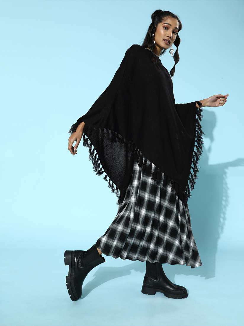 Womens black poncho sweater cheap