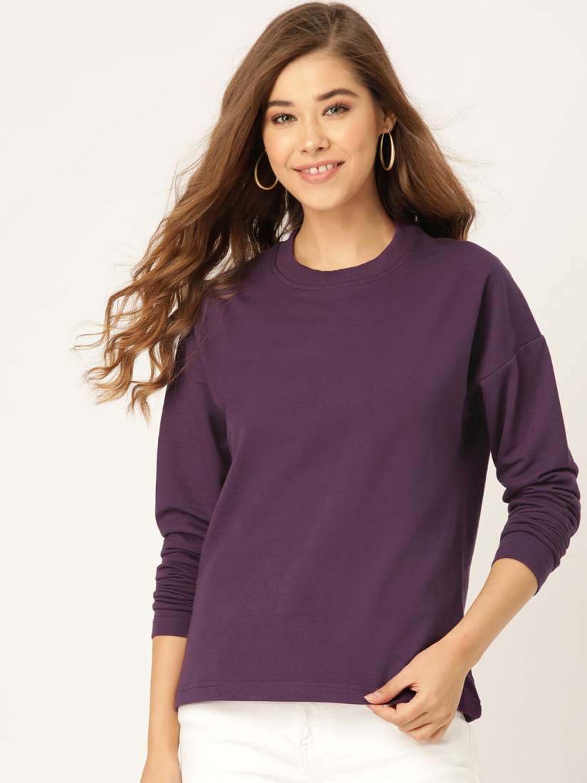 Buy DressBerry Women Purple Solid Sweatshirt Sweatshirts for Women 11952288 Myntra