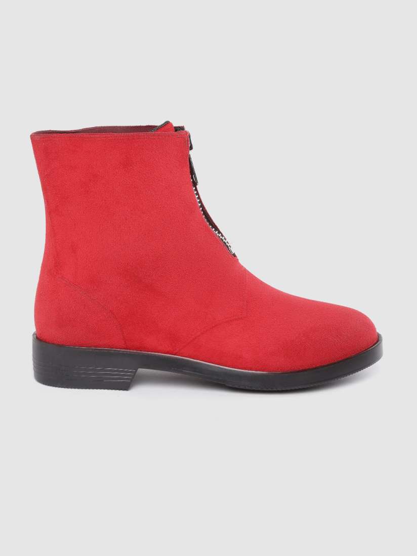 Red flat boots sale