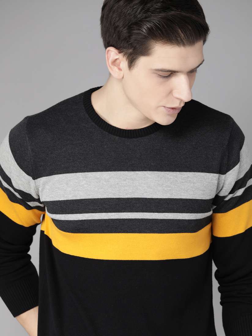 Black and yellow sweater men hot sale