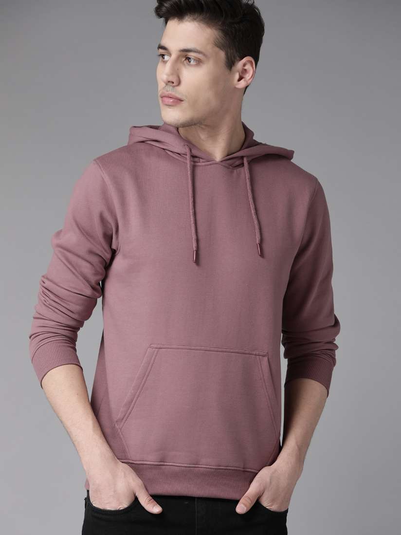 Buy Roadster Men Mauve Solid Hooded Sweatshirt Sweatshirts for Men 11959200 Myntra