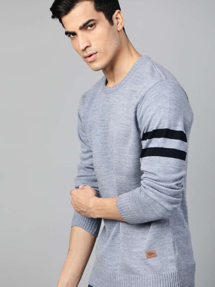 Buy Roadster Men Blue Solid Pullover Sweater Sweaters for Men 11963480 Myntra