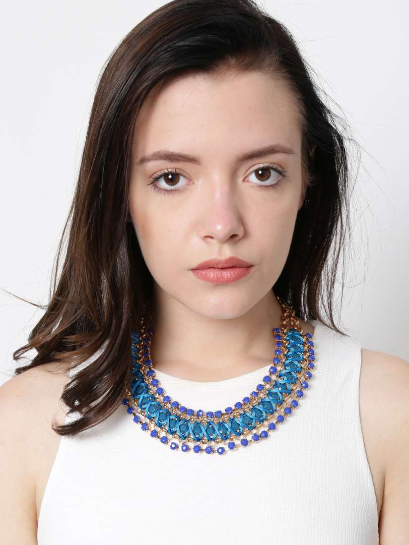 Blue stone statement necklace sale