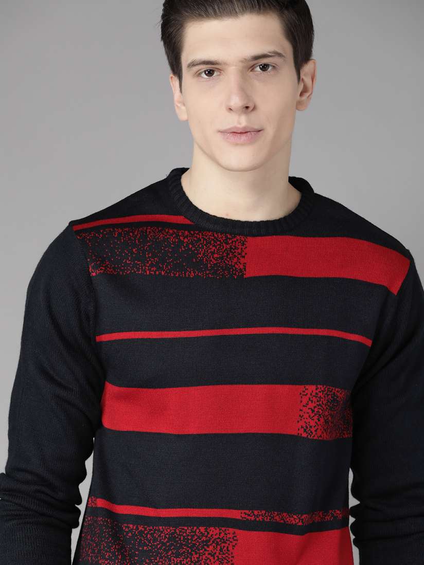 Red and black striped sweater mens outlet
