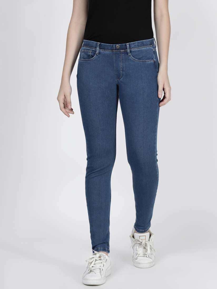 Buy TWIN BIRDS Women Blue Solid Denim Jeggings Jeggings for Women 11969018 Myntra