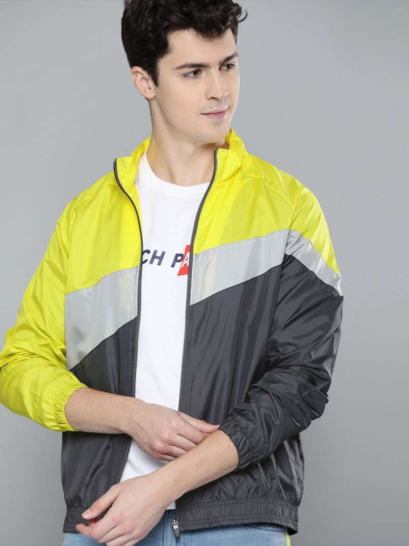 Buy Mast Harbour Men Grey Yellow Colourblocked Lightweight Sporty Jacket Jackets for Men 11972874 Myntra
