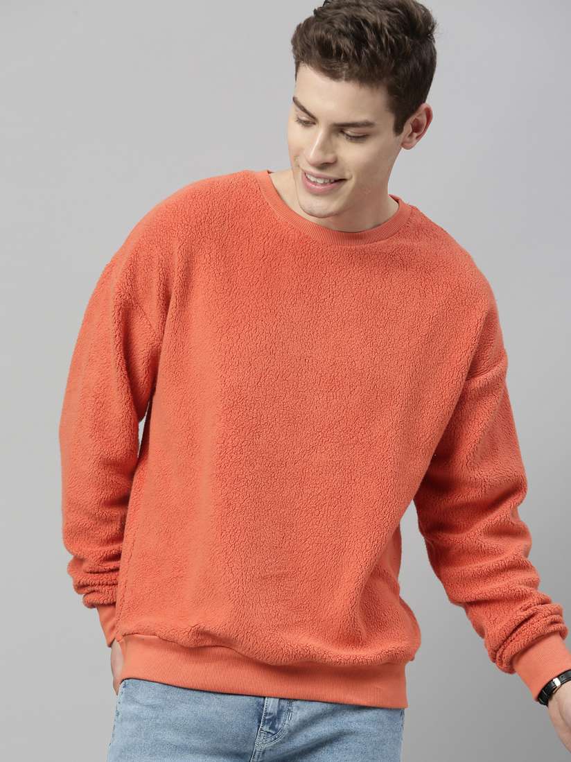 Buy Mast Harbour Men Orange Solid Pullover Sweatshirt Sweatshirts for Men 11973006 Myntra