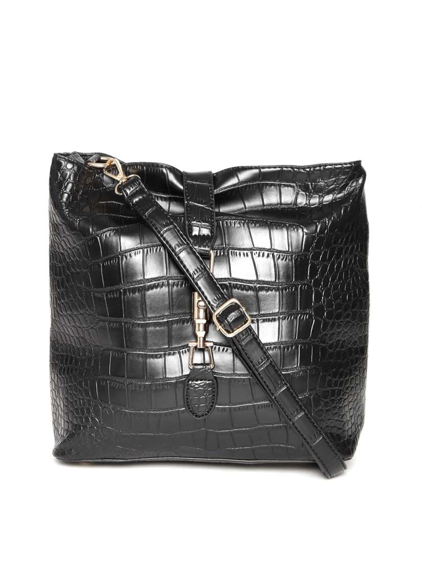 Buy Lino Perros Black Croc Patterned Sling Bag Handbags for Women 1197713 Myntra
