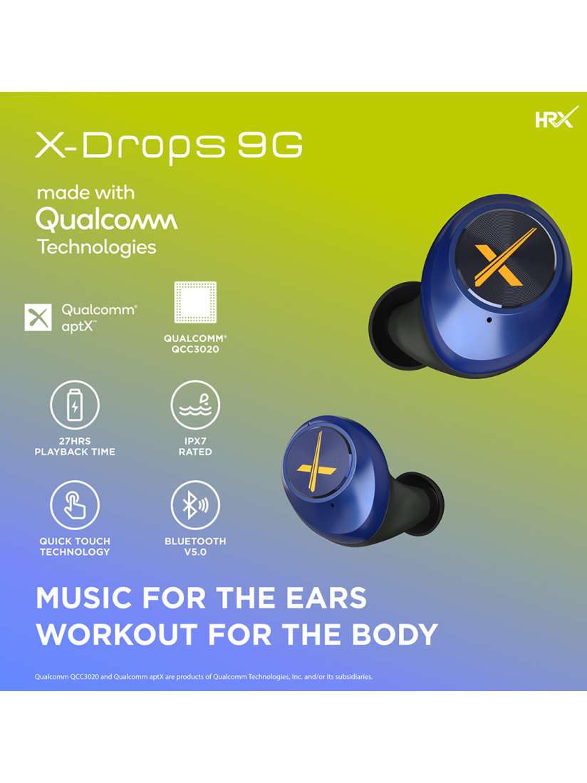 Buy HRX By Hrithik Roshan X Drops 9G Training Blue True Wireless Earbuds Headphones for Unisex 11981918 Myntra