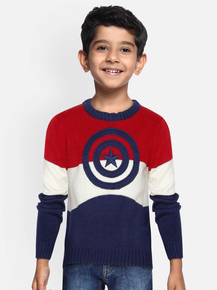 Buy YK Marvel Boys Red Avengers Captain America Shield Embroidered Pullover Sweater Sweaters for Boys 11982440 Myntra