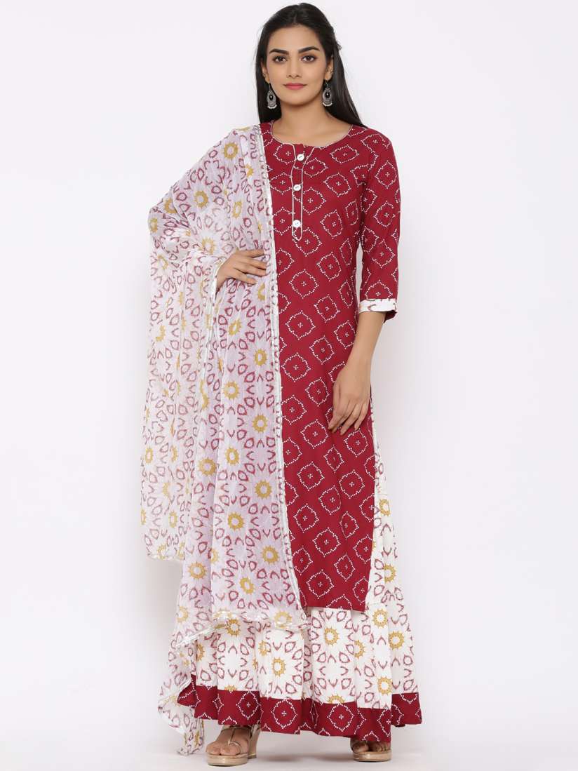 Long skirt with kurti myntra hot sale