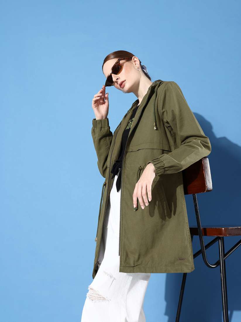 Buy Roadster Women Olive Green Antiviral Protective Finish Solid Tailored Jacket Jackets for Women 11990358 Myntra
