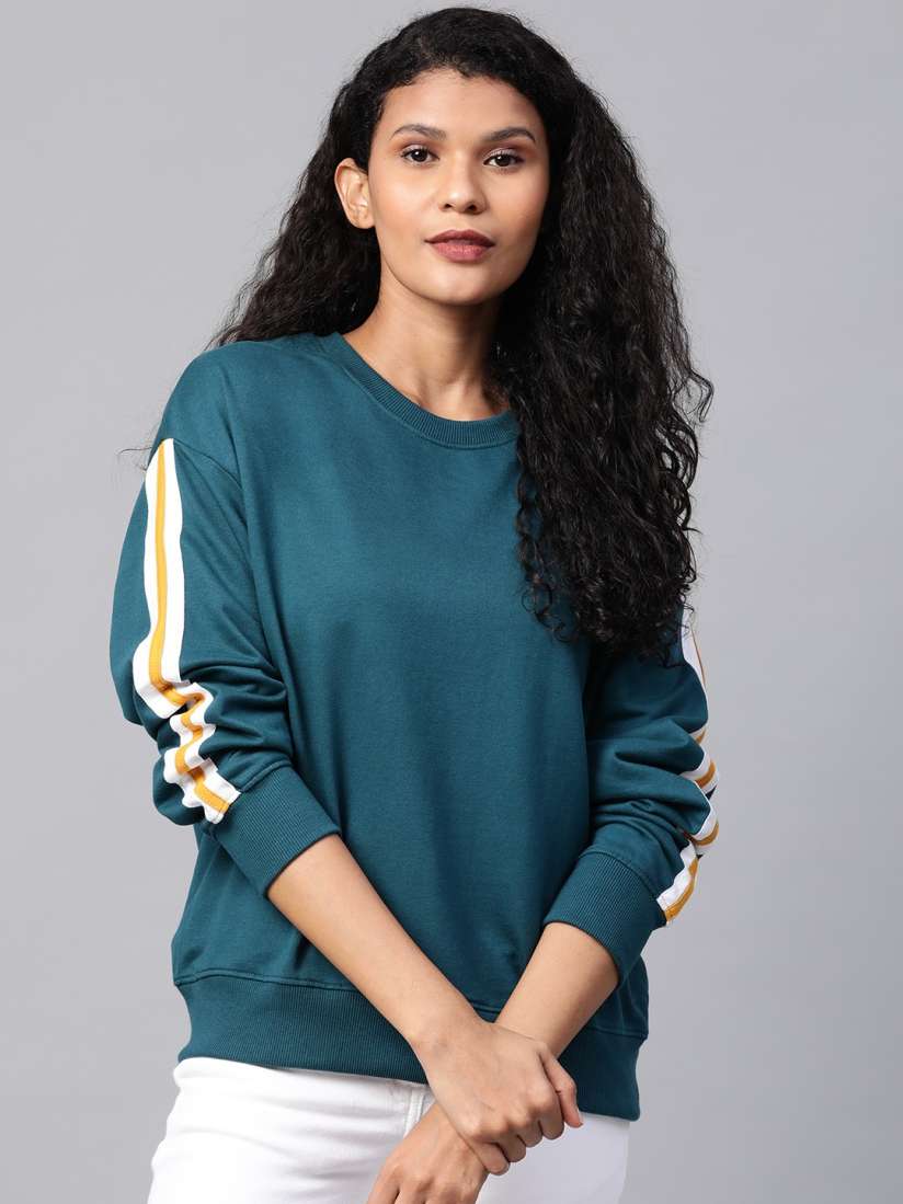 Buy Roadster Women Teal Green Solid Sweatshirt Sweatshirts for Women 11991412 Myntra