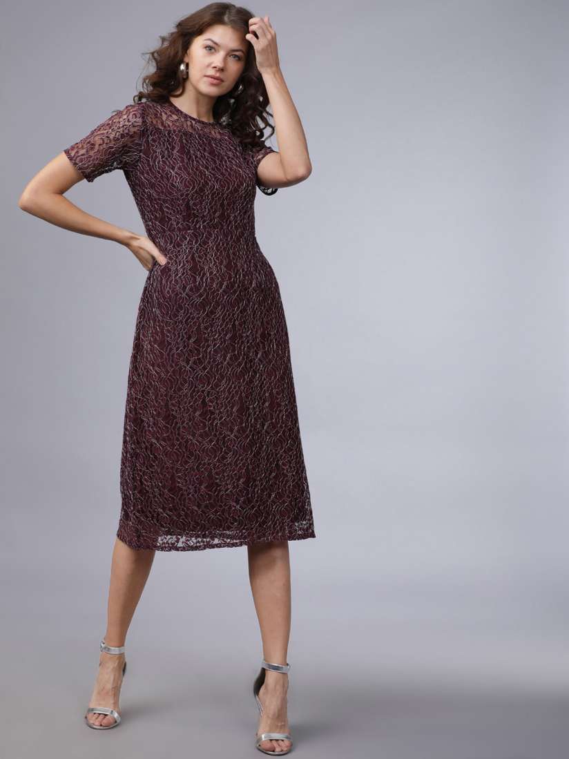 Buy Tokyo Talkies Women Maroon Self Design Fit and Flare Dress Dresses for Women 11997744 Myntra