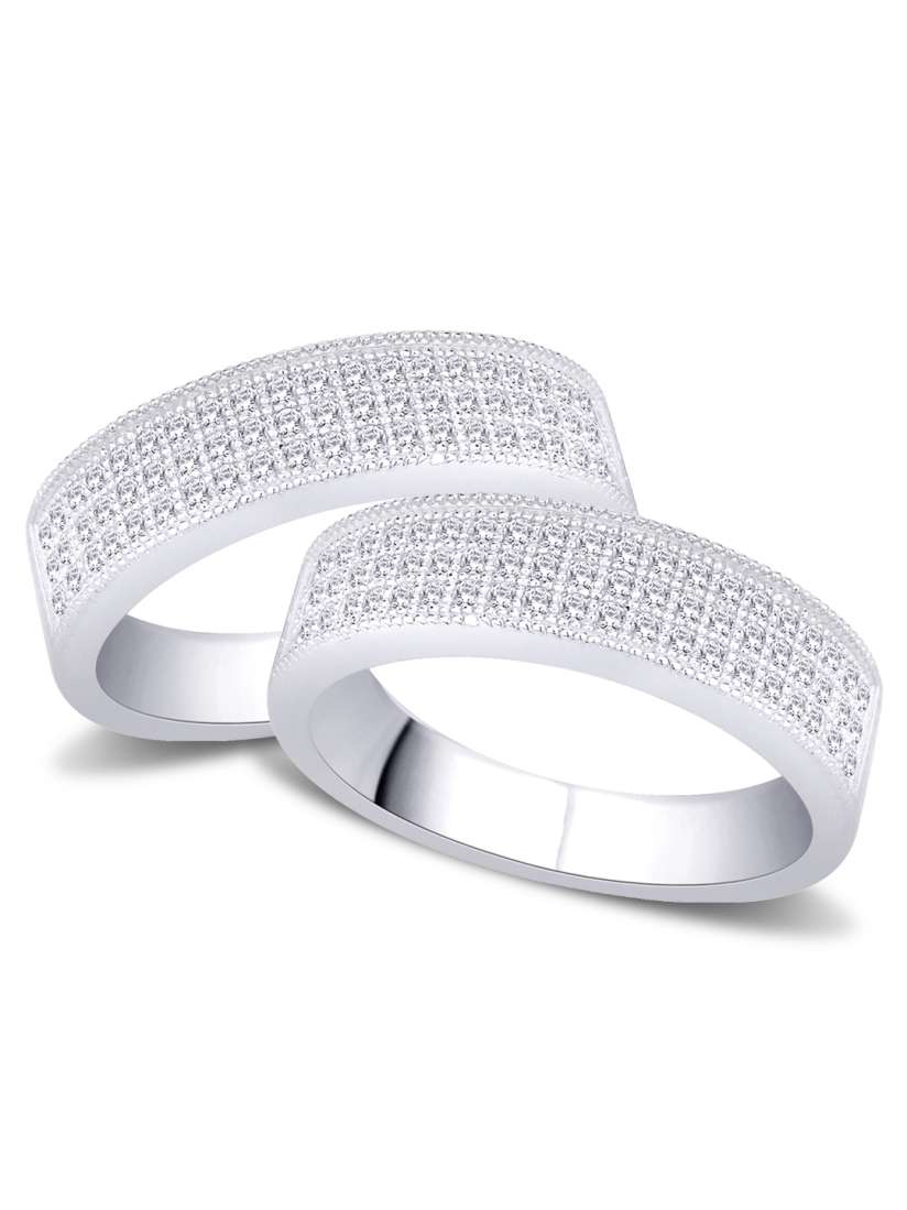 Buy Peora Set Of His Her Silver Toned Sterling Silver Couple Rings Ring for Unisex 1200400 Myntra