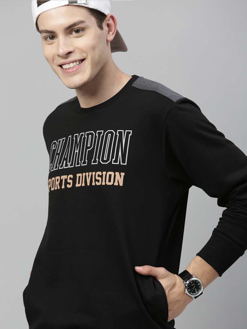 Buy HERE NOW Men Black Printed Sweatshirt Sweatshirts for Men 12009304 Myntra