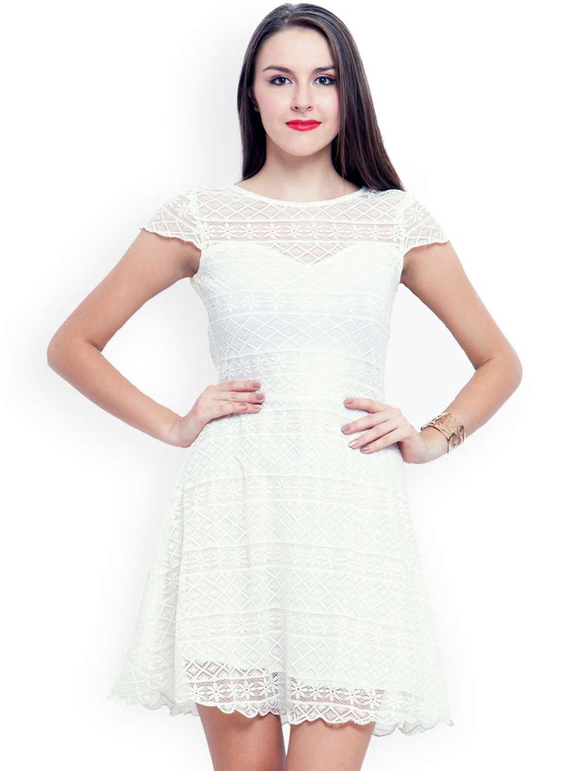Buy FabAlley White Lace Skater Dress Dresses for Women 1201362 Myntra