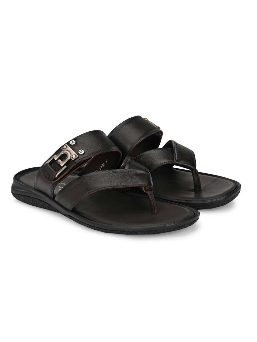 Buy Hitz Men Black Solid Leather Comfort Sandals Sandals for Men 12014004 Myntra