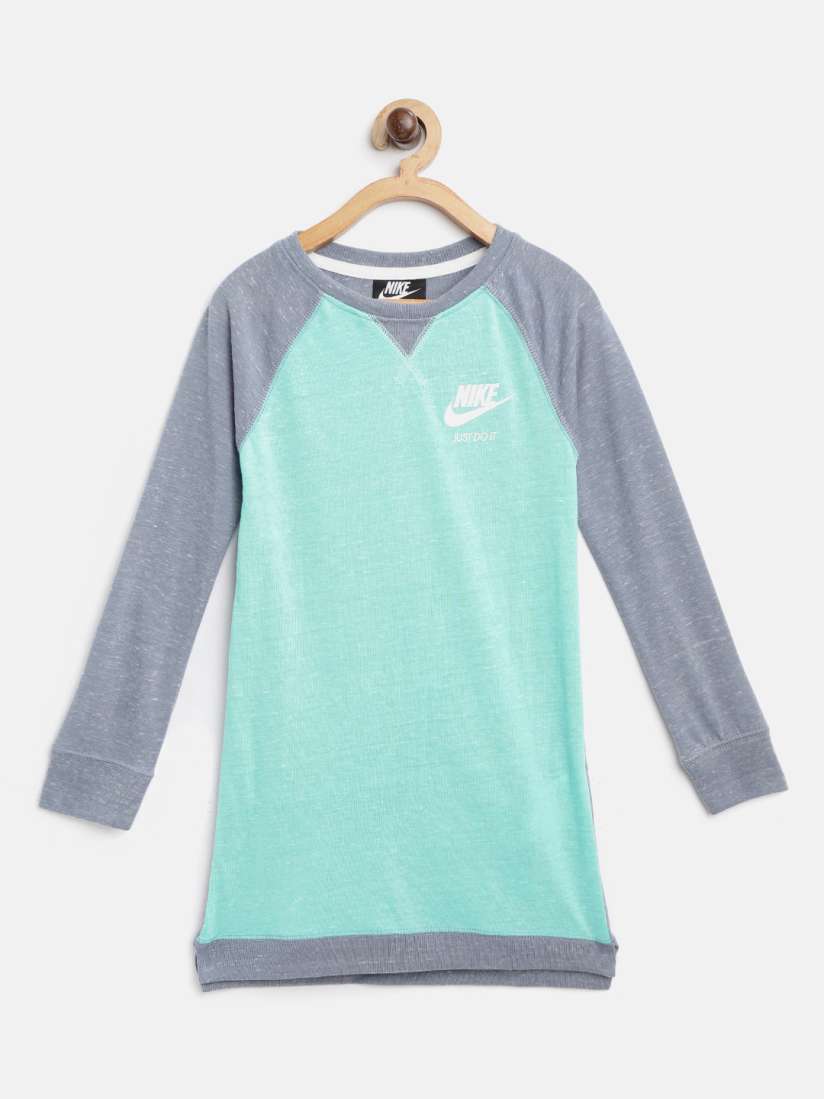 Buy Nike Girls Sea Green Gym Vintage Solid T shirt Dress Dresses for Girls 12028988 Myntra
