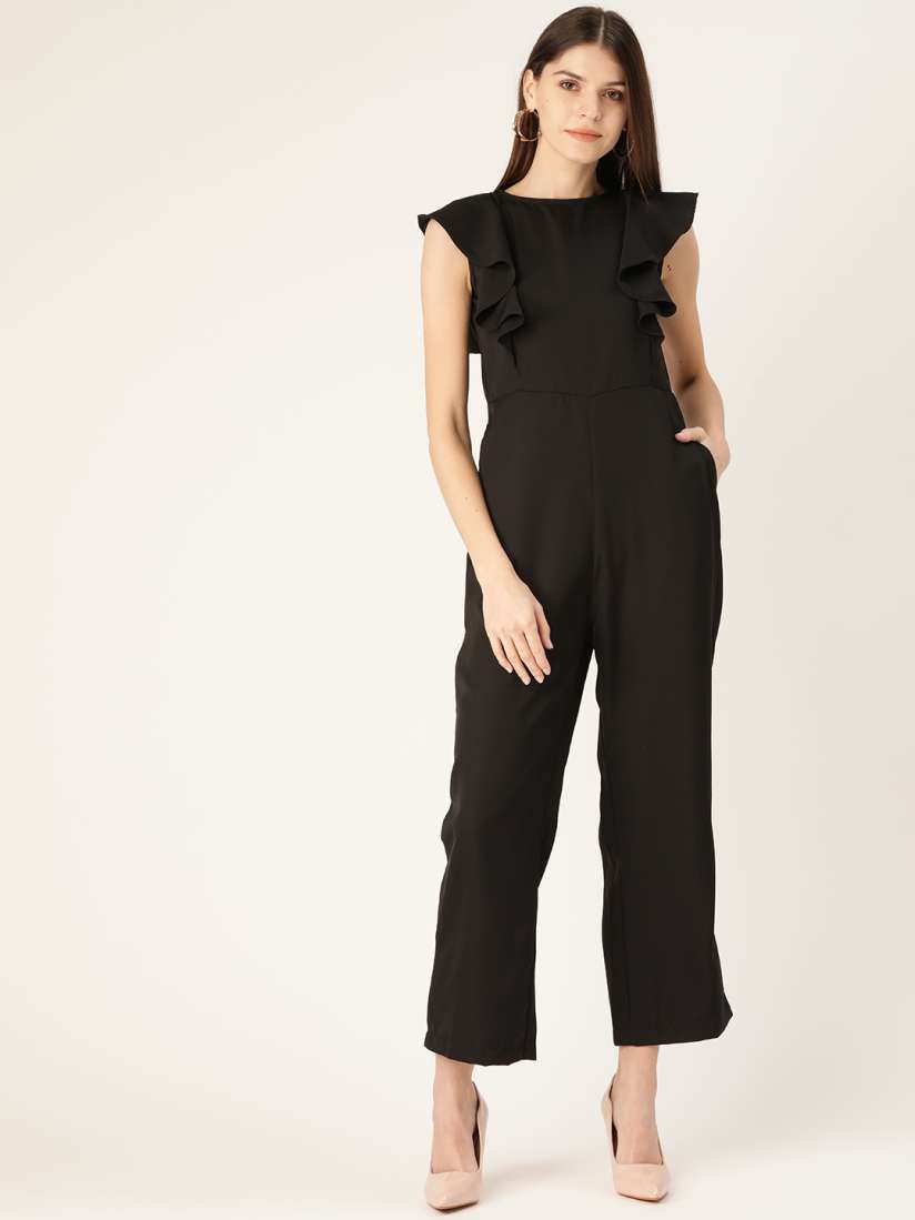 Buy Trend Arrest Women Black Solid Basic Jumpsuit Jumpsuit for Women 12029726 Myntra