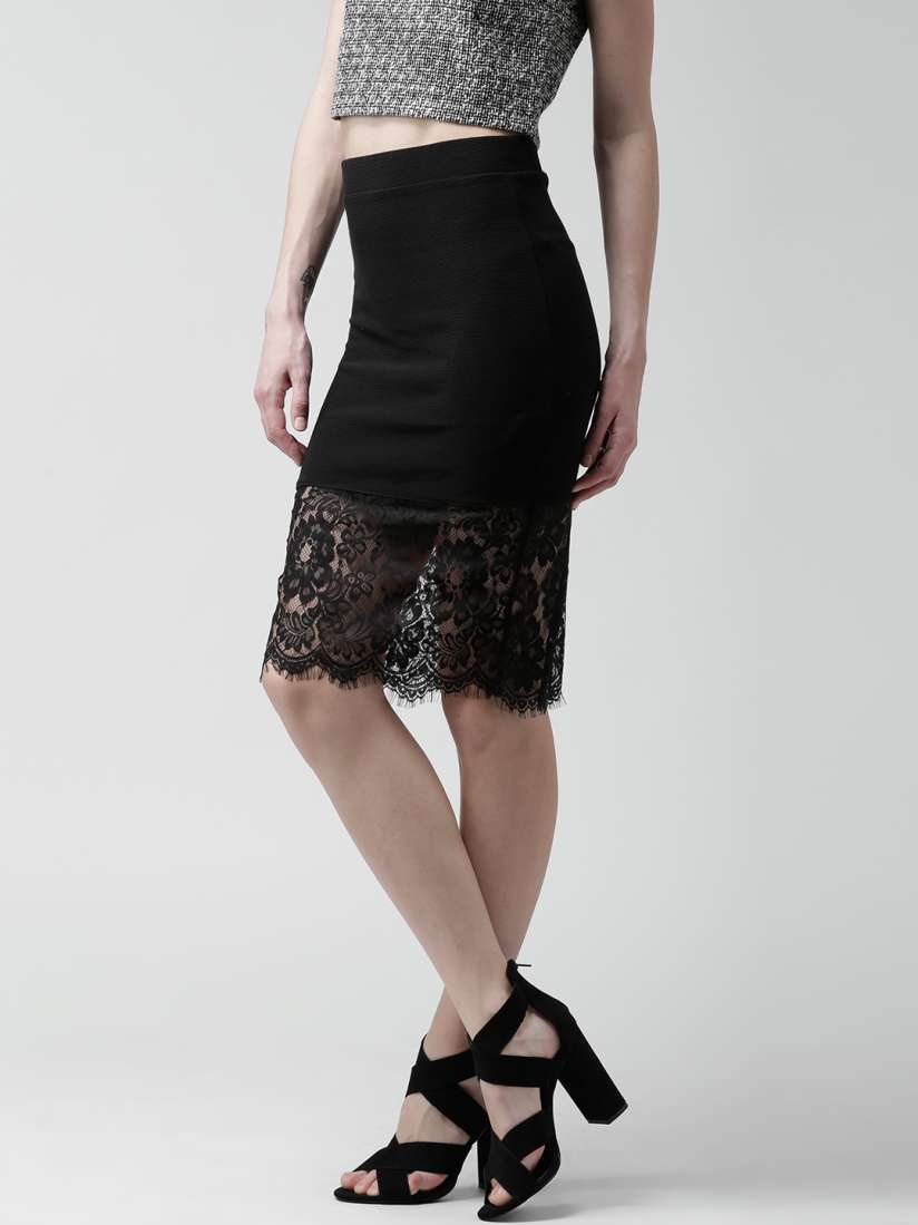 Buy FOREVER 21 Black Pencil Midi Skirt Skirts for Women 1203061 Myntra