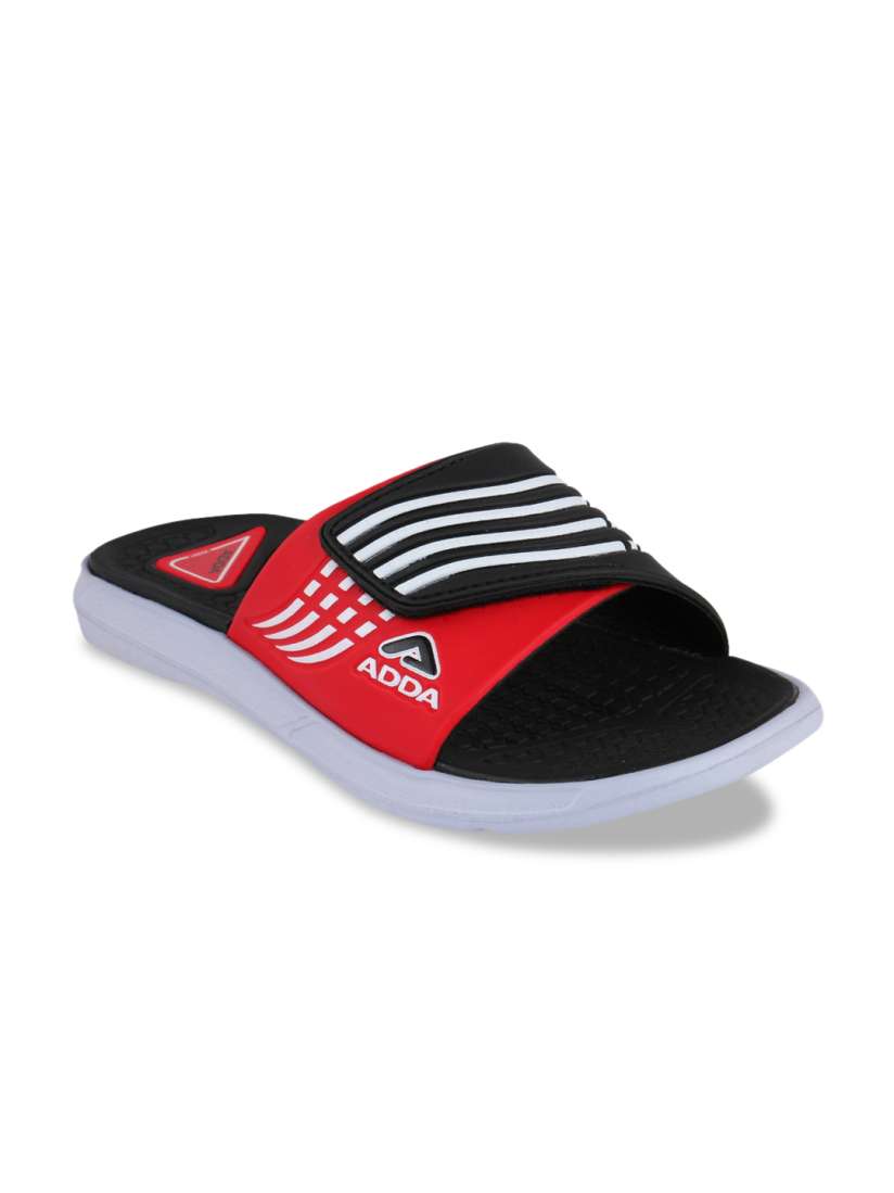 Buy Adda Men Red Black Self Design Sliders Flip Flops for Men 12032108 Myntra