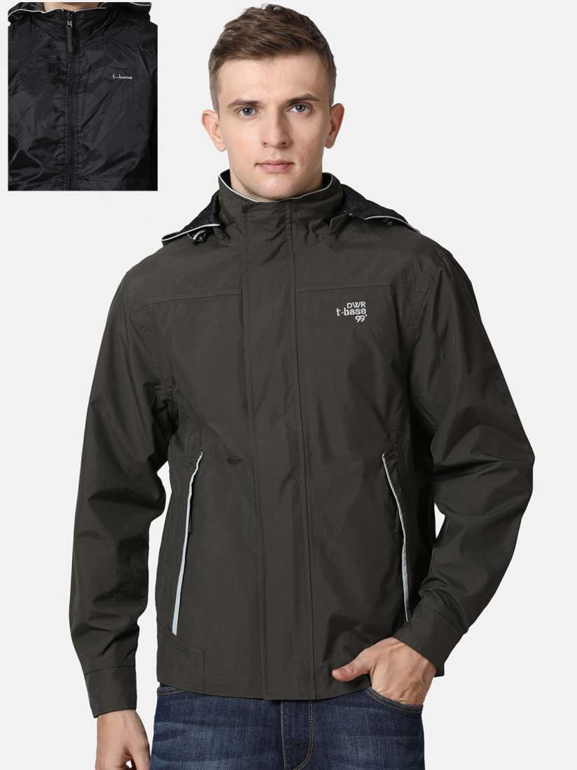 Buy t base Men Olive Green Black Solid Waterproof Reversible Rain Jacket Rain Jacket for Men 12037000 Myntra