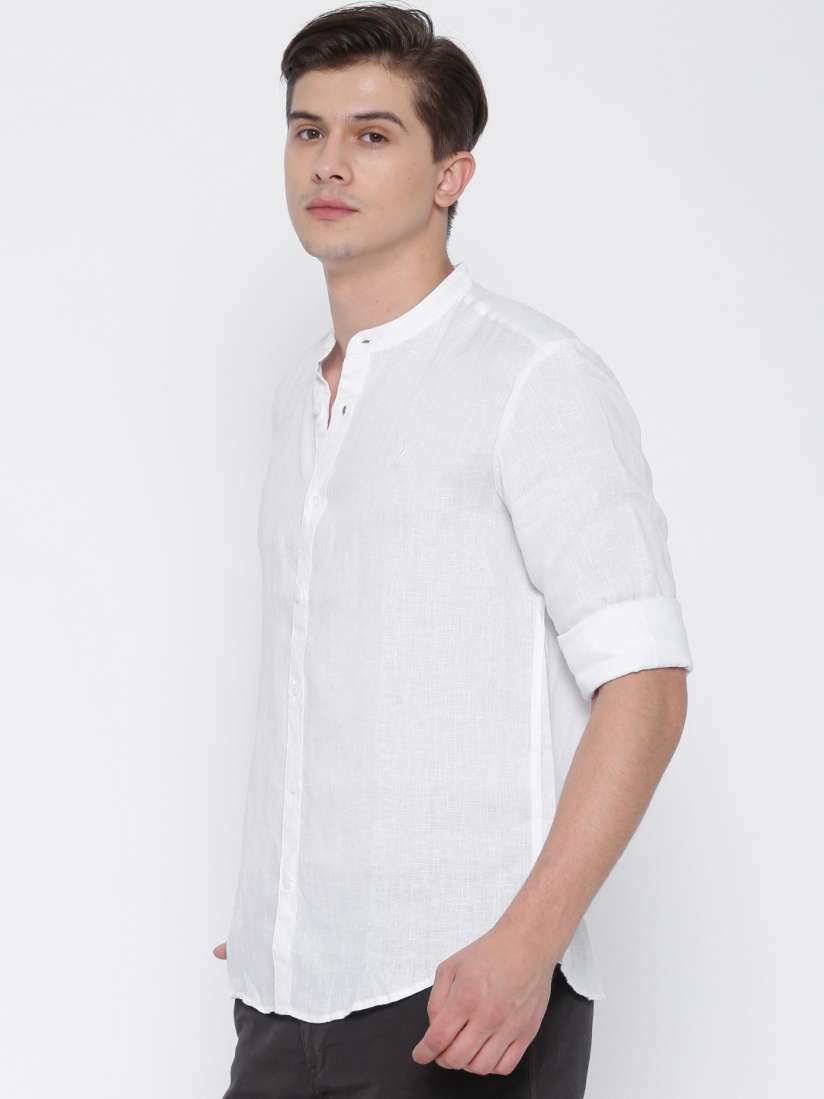 Buy Indian Terrain White Linen Slim Casual Shirt Shirts for Men 1204865 Myntra