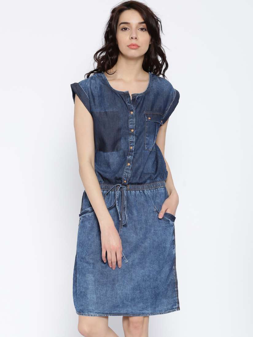 Buy Tokyo Talkies Blue Washed Denim Shirt Dress Dresses for Women 1206684 Myntra