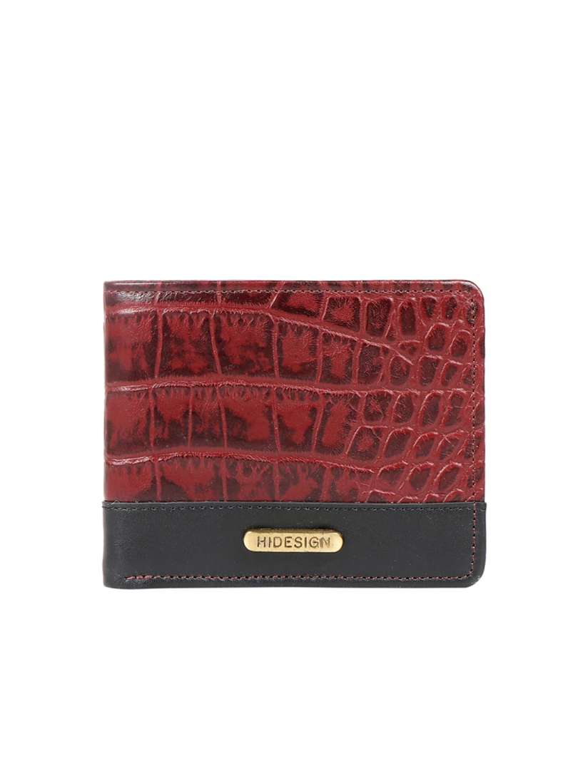 Buy Hidesign Men Red Black Croc Textured Colourblcoked Two Fold Leather Wallet Wallets for Men 12071868 Myntra