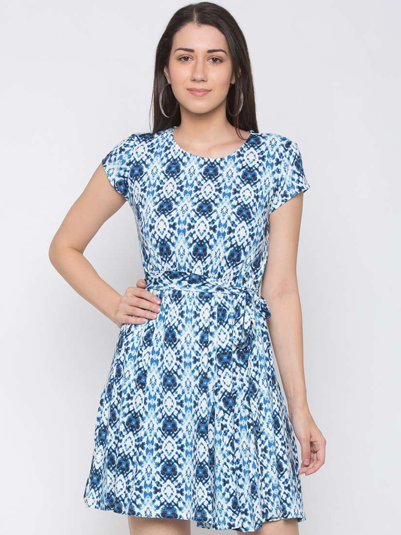 Buy Globus Women Blue Printed Fit and Flare Dress Dresses for Women 12078416 Myntra