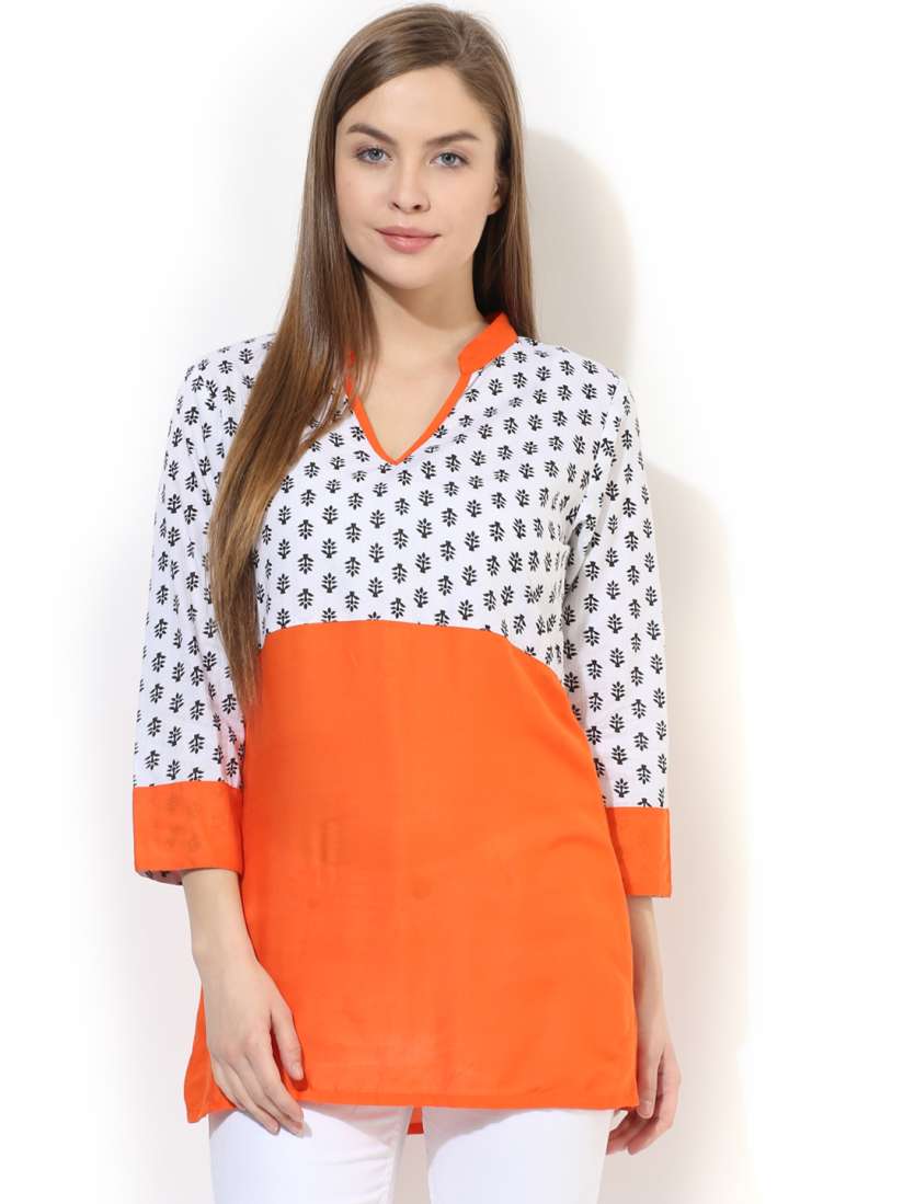 Buy AKS Orange Printed Kurti Kurtis for Women 1208080 Myntra