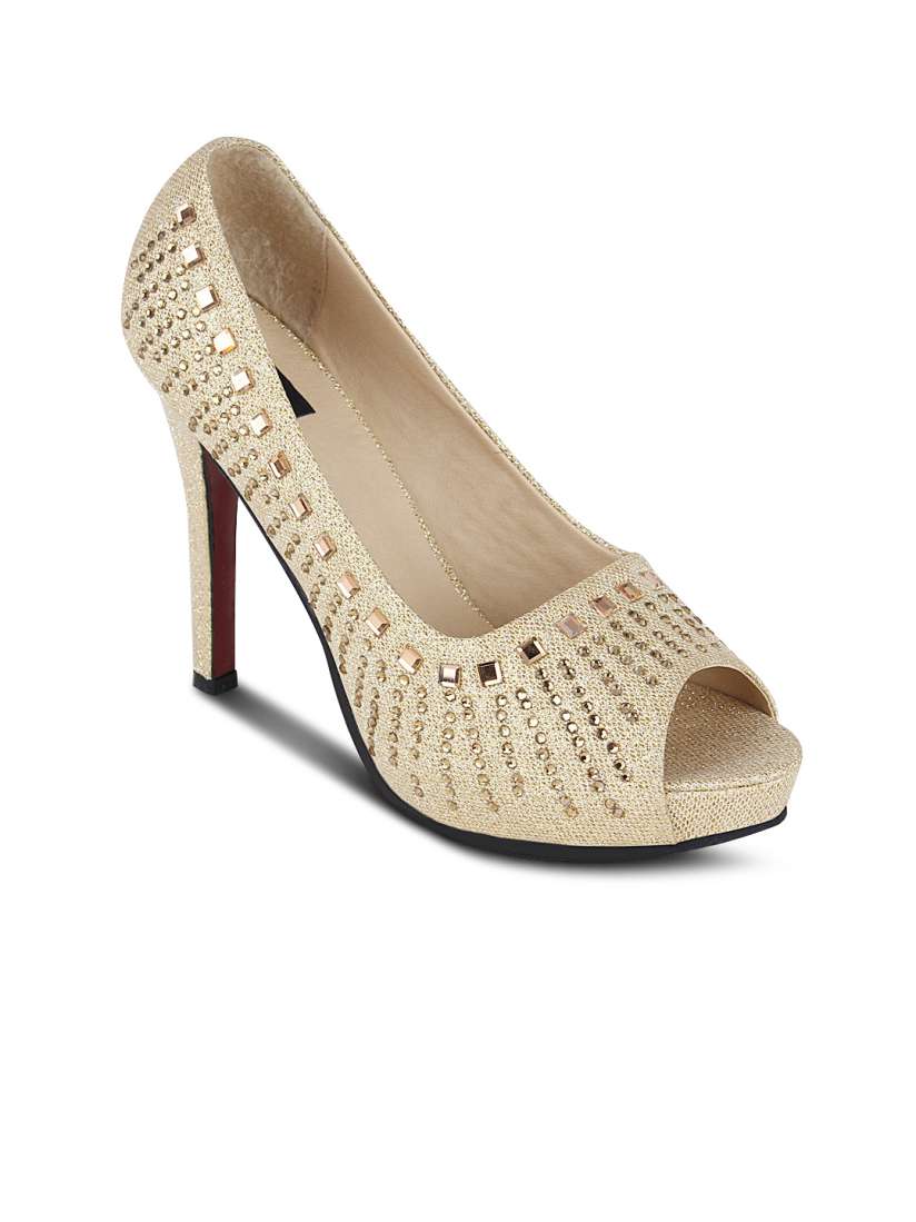 Buy Kielz Women Gold Toned Embellished Heels Heels for Women 1208715 Myntra