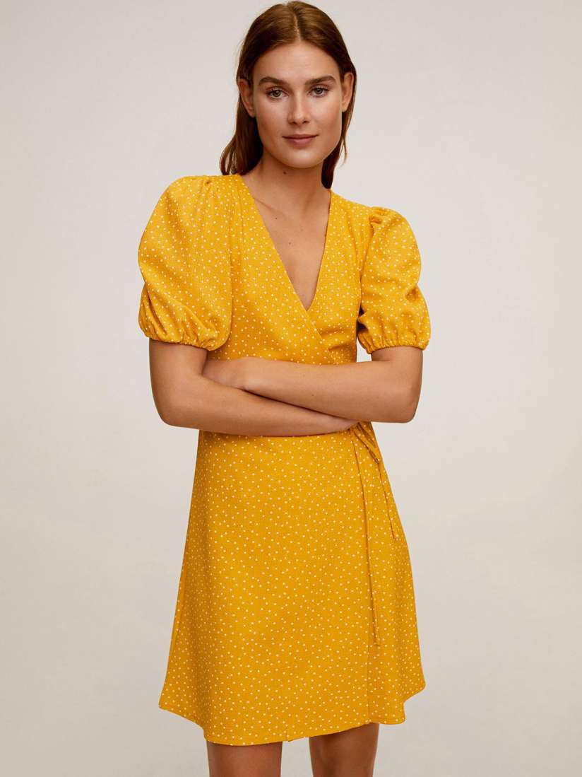 Mango yellow wrap dress store